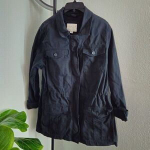 Women's A New Day 100% Cotton Drawstring Utility‎ Jacket EUC Navy Size Large